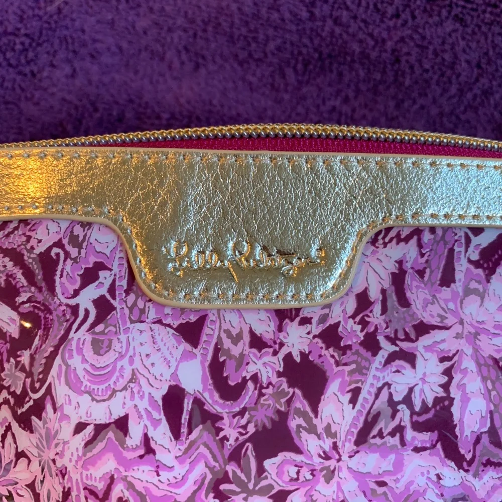 NWT Lilly Pulitzer Purple Print/Gold Pouchette